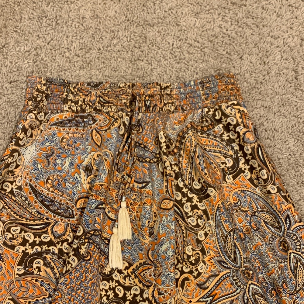 Philosophy Women’s Boho Midi Length Paisley Pattern Orange Brown Skirt Small - Picture 2 of 7